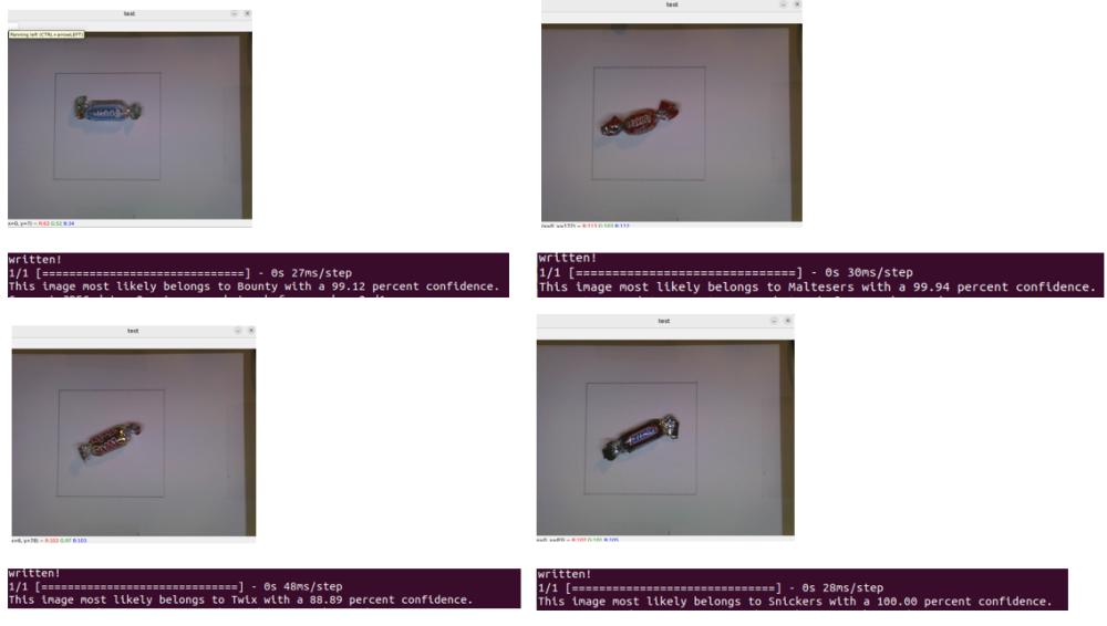 Test du modèle TensorFlow pour classifier les bonbons