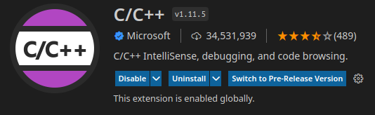 Description de l'extension C/C++ Intellisense