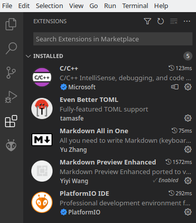 VSCode Installed Extensions