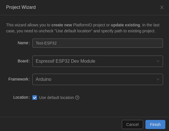 PlateformIO Project Wizard
