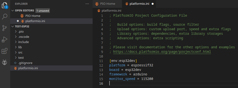 plateformio.ini ESP32