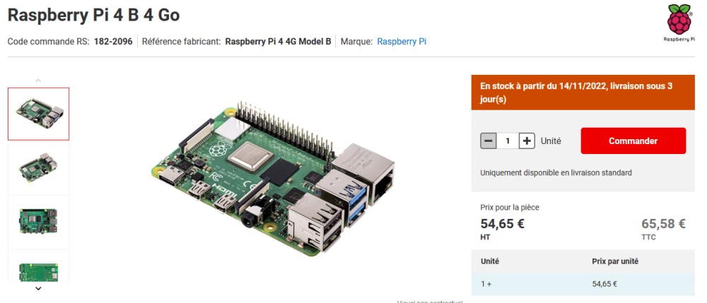 Raspberry Pi 4 B prix et disponibilité