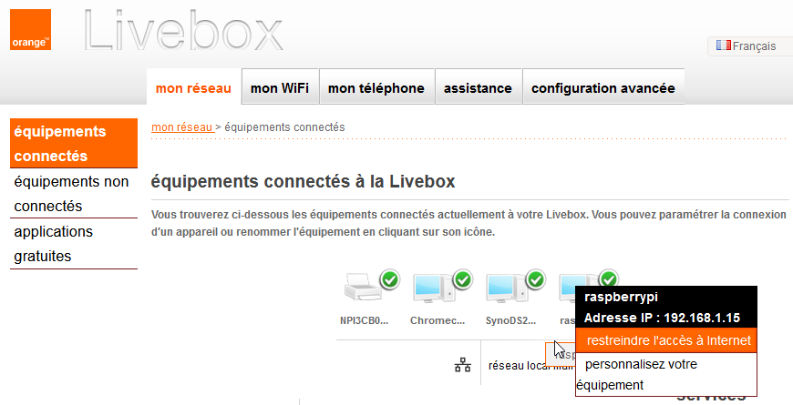 Détection IP Raspberry Pi avec LiveBox