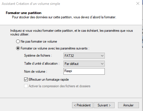 Formatage rapide en FAT32
