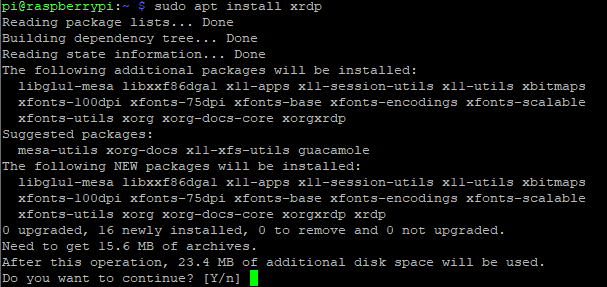 Installation de xrdp sur le Raspberry Pi