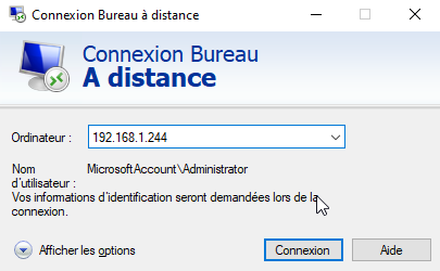 Connexion Bureau à distance